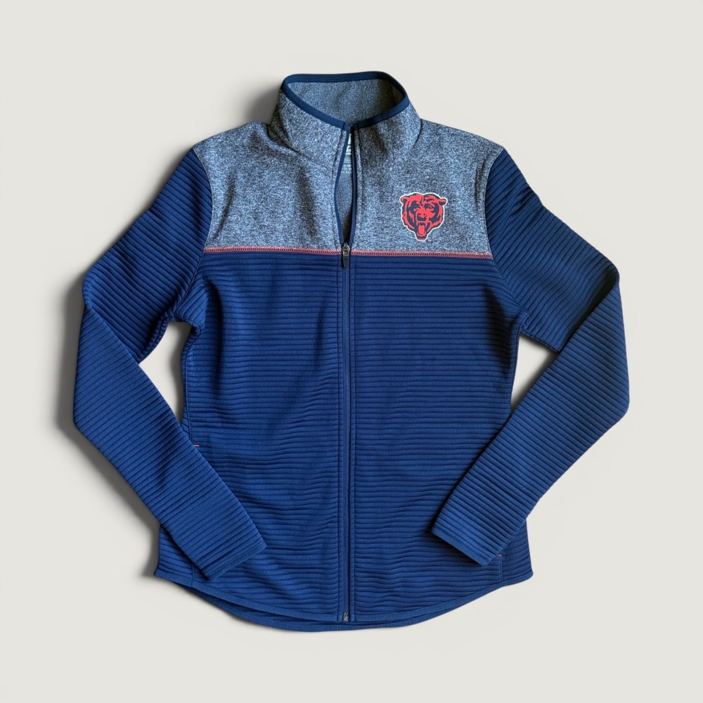 NFL Small Team Apparel Chicago Bears TX3 Warm Full Zip Jacket Navy Gray Womens
